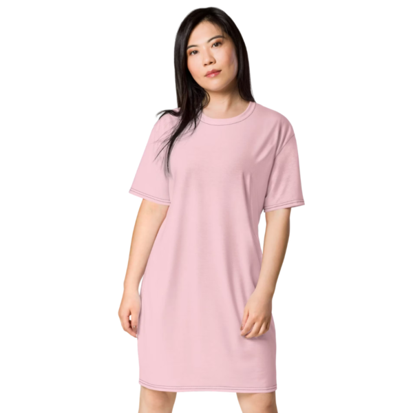 Women's Pink T-Shirt Dress – Casual Relaxed Fit Crew Neck Tee